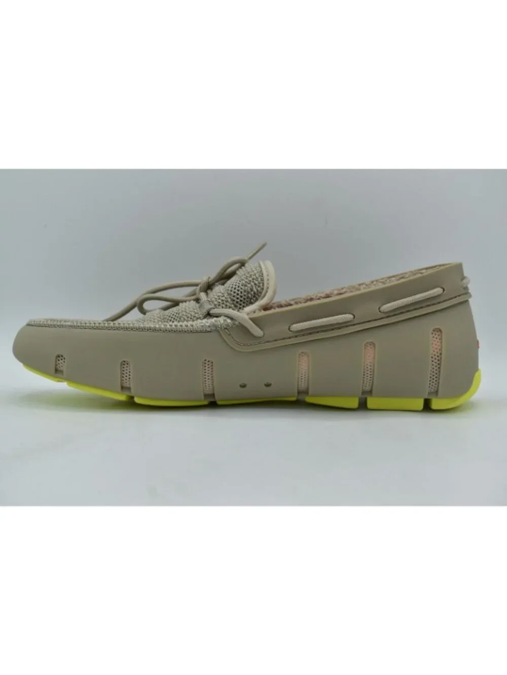 SWIMS Mens Size 8‎ Terry Knit Lace Sand Dune Citron Loafers Shoes